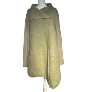 Anthropology La Fee Verte Knit Cardigan Wrap Sweater S‎ Olive Green Asymmetric